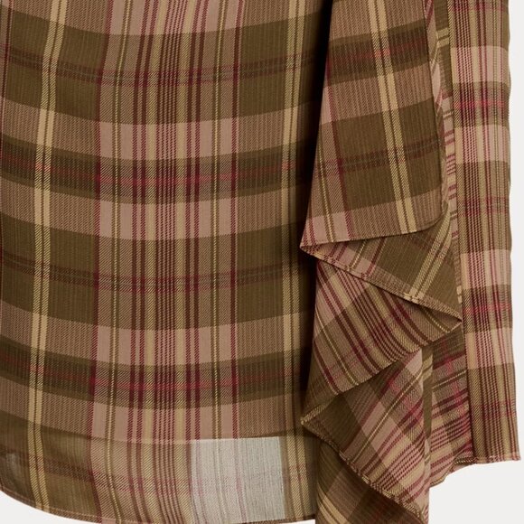 Ralph Lauren NWT Plaid Ruffle-Trim Georgette Skirt (Size 10) - Picture 2 of 9